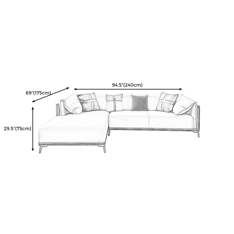 Stain-Resistant Faux Leather Sofa/Sectional with Pillowed Back Cushions for Living Room Clearhalo 'furn' 'furn_sectionals' 'Furniture' 'furniture_sectionals' 'kitchen' 'kitchen_sectionals' 'Living Room Furniture' 'Sectionals' 4822179