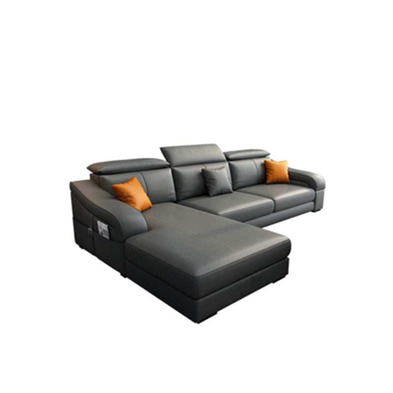 Modern Fabric Sectional Sofa 33.46"High Sloped Arms Sectionals with Storage, Grey 85"L x 61"W x 33.5"H Latex Clearhalo 'furn' 'furn_sectionals' 'Furniture' 'furniture_sectionals' 'kitchen' 'kitchen_sectionals' 'Living Room Furniture' 'Sectionals' 4822183