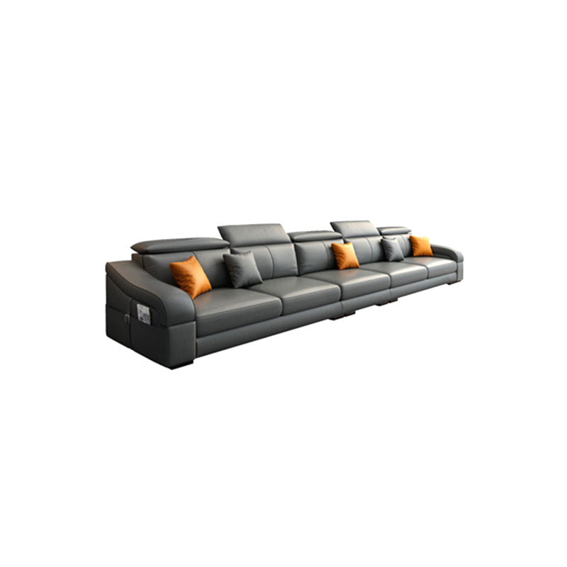 Modern Fabric Sectional Sofa 33.46"High Sloped Arms Sectionals with Storage, Grey 132"L x 35"W x 33.5"H Clearhalo 'furn' 'furn_sectionals' 'Furniture' 'furniture_sectionals' 'kitchen' 'kitchen_sectionals' 'Living Room Furniture' 'Sectionals' 4822186