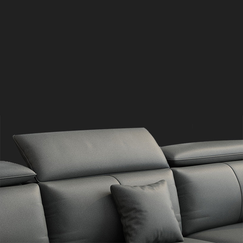 Modern Fabric Sectional Sofa 33.46"High Sloped Arms Sectionals with Storage, Grey Clearhalo 'furn' 'furn_sectionals' 'Furniture' 'furniture_sectionals' 'kitchen' 'kitchen_sectionals' 'Living Room Furniture' 'Sectionals' 4822193