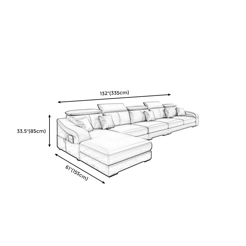 Modern Fabric Sectional Sofa 33.46"High Sloped Arms Sectionals with Storage, Grey Clearhalo 'furn' 'furn_sectionals' 'Furniture' 'furniture_sectionals' 'kitchen' 'kitchen_sectionals' 'Living Room Furniture' 'Sectionals' 4822201