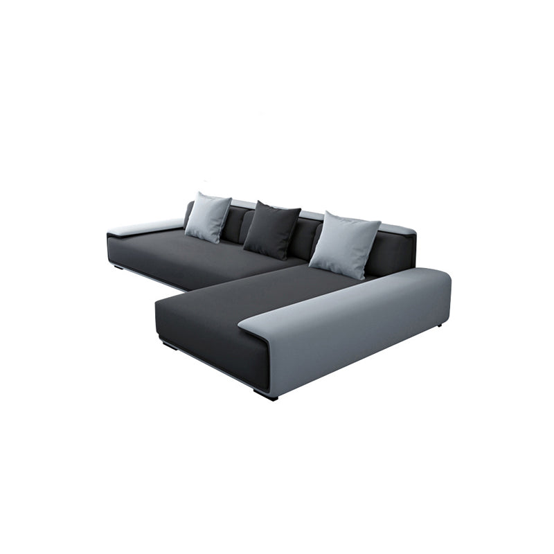 Faux leather Grey Sectional Armless Stain-Resistant Sectional for Living Room 112"L x 71"W x 29.5"H Right Clearhalo 'furn' 'furn_sectionals' 'Furniture' 'furniture_sectionals' 'kitchen' 'kitchen_sectionals' 'Living Room Furniture' 'Sectionals' 4822208