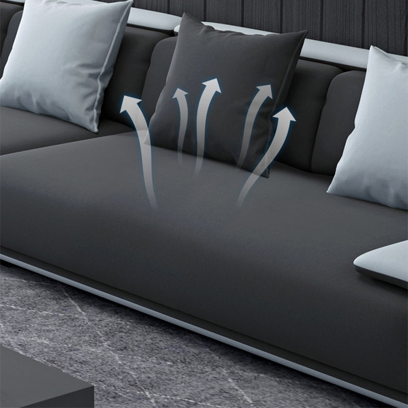 Faux leather Grey Sectional Armless Stain-Resistant Sectional for Living Room Clearhalo 'furn' 'furn_sectionals' 'Furniture' 'furniture_sectionals' 'kitchen' 'kitchen_sectionals' 'Living Room Furniture' 'Sectionals' 4822210