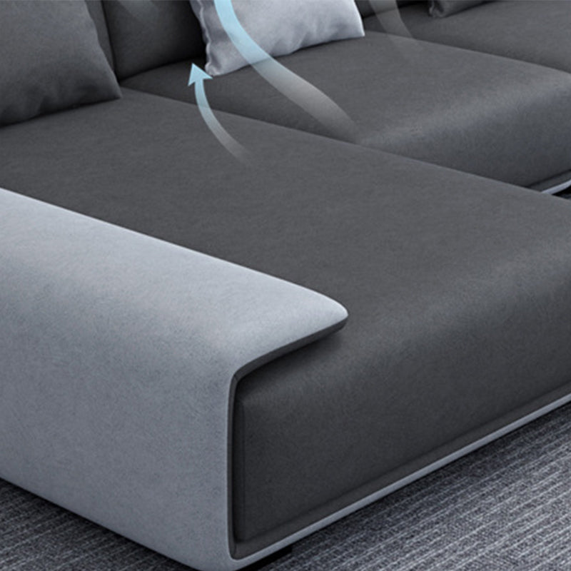 Faux leather Grey Sectional Armless Stain-Resistant Sectional for Living Room Clearhalo 'furn' 'furn_sectionals' 'Furniture' 'furniture_sectionals' 'kitchen' 'kitchen_sectionals' 'Living Room Furniture' 'Sectionals' 4822212