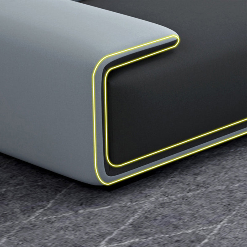 Faux leather Grey Sectional Armless Stain-Resistant Sectional for Living Room Clearhalo 'furn' 'furn_sectionals' 'Furniture' 'furniture_sectionals' 'kitchen' 'kitchen_sectionals' 'Living Room Furniture' 'Sectionals' 4822213