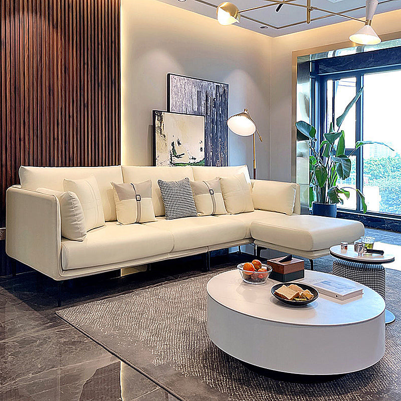 Contemporary Stain-Resistant Faux Leather Square Arm Sofa/Sectional for Living Room Clearhalo 'furn' 'furn_sectionals' 'Furniture' 'furniture_sectionals' 'Living Room Furniture' 'Sectionals' 4822222