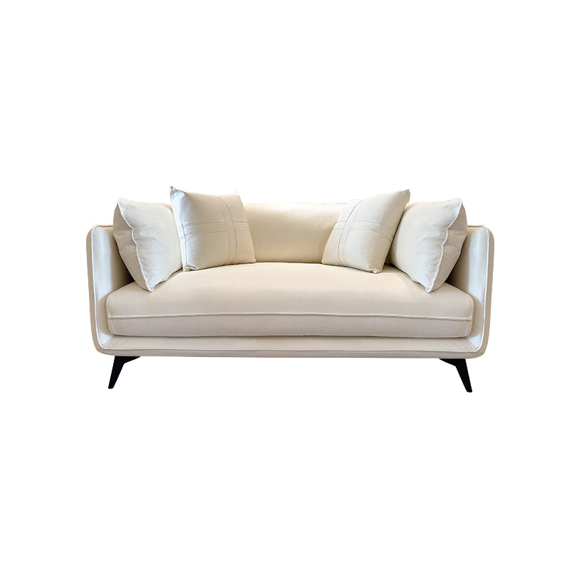 Contemporary Stain-Resistant Faux Leather Square Arm Sofa/Sectional for Living Room 71"L x 35"W x 31"H Off-White Clearhalo 'furn' 'furn_sectionals' 'Furniture' 'furniture_sectionals' 'Living Room Furniture' 'Sectionals' 4822224
