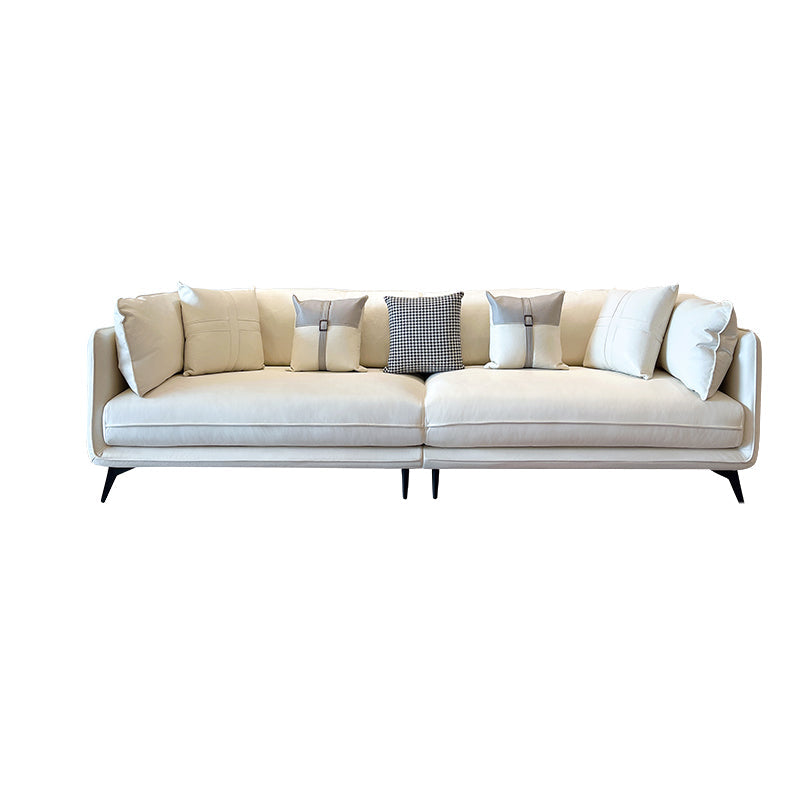 Contemporary Stain-Resistant Faux Leather Square Arm Sofa/Sectional for Living Room Clearhalo 'furn' 'furn_sectionals' 'Furniture' 'furniture_sectionals' 'Living Room Furniture' 'Sectionals' 4822225