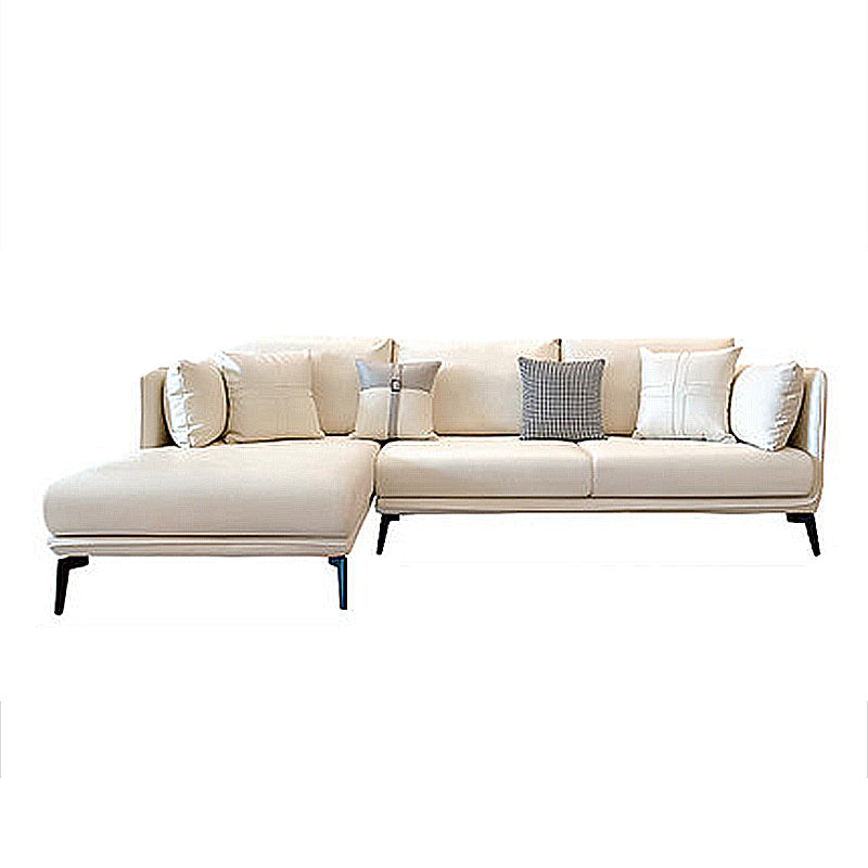 Contemporary Stain-Resistant Faux Leather Square Arm Sofa/Sectional for Living Room Clearhalo 'furn' 'furn_sectionals' 'Furniture' 'furniture_sectionals' 'Living Room Furniture' 'Sectionals' 4822229