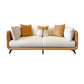 Contemporary Stain-Resistant Faux Leather Square Arm Sofa/Sectional for Living Room 87"L x 35"W x 31"H Orange White Clearhalo 'furn' 'furn_sectionals' 'Furniture' 'furniture_sectionals' 'Living Room Furniture' 'Sectionals' 4822231