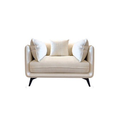 Contemporary Stain-Resistant Faux Leather Square Arm Sofa/Sectional for Living Room 31"H x 49"L x 35.5"W Off-White Clearhalo 'furn' 'furn_sectionals' 'Furniture' 'furniture_sectionals' 'Living Room Furniture' 'Sectionals' 4822232