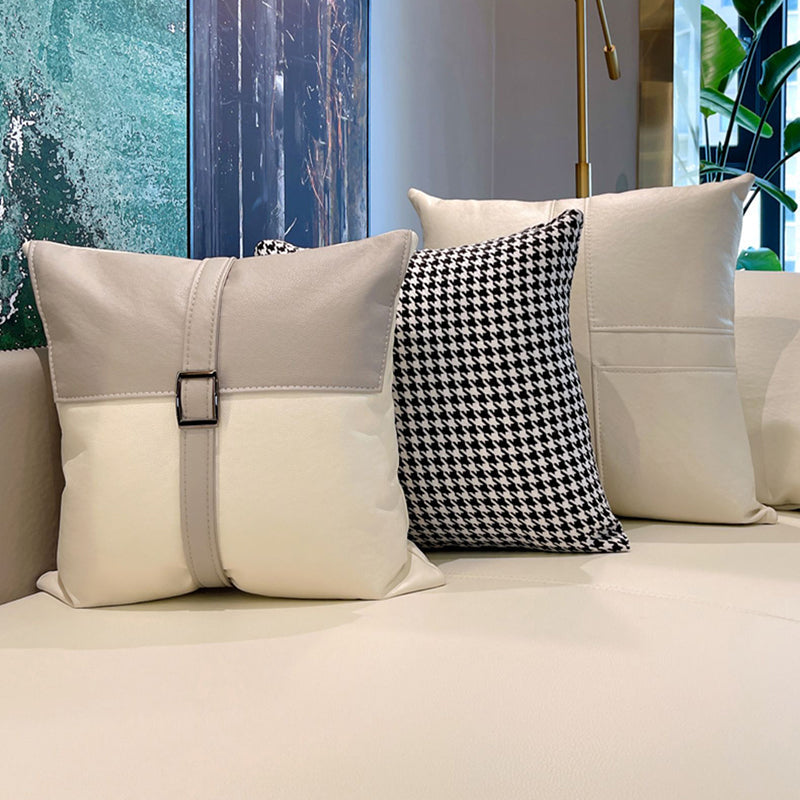 Contemporary Stain-Resistant Faux Leather Square Arm Sofa/Sectional for Living Room Clearhalo 'furn' 'furn_sectionals' 'Furniture' 'furniture_sectionals' 'Living Room Furniture' 'Sectionals' 4822233