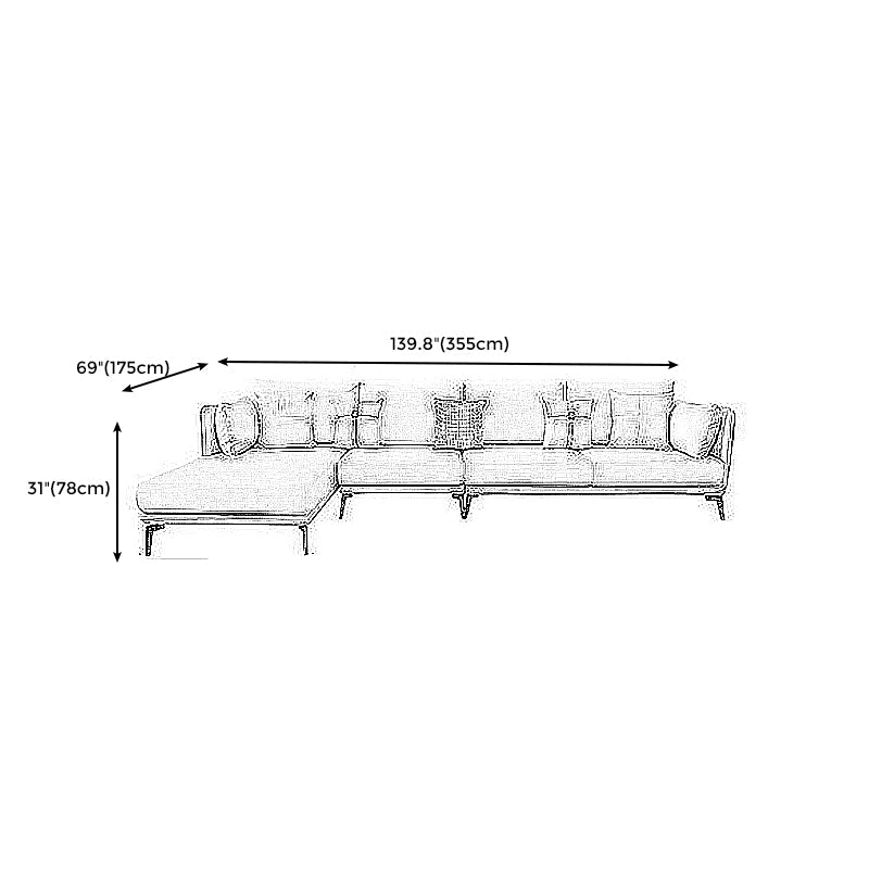 Contemporary Stain-Resistant Faux Leather Square Arm Sofa/Sectional for Living Room Clearhalo 'furn' 'furn_sectionals' 'Furniture' 'furniture_sectionals' 'Living Room Furniture' 'Sectionals' 4822243