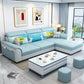 Flared Arms 3-seat Ottoman Included Sectionals Sofa with Storage Turquoise Clearhalo 'furn' 'furn_sectionals' 'Furniture' 'furniture_sectionals' 'kitchen' 'kitchen_sectionals' 'Living Room Furniture' 'Sectionals' 4822244
