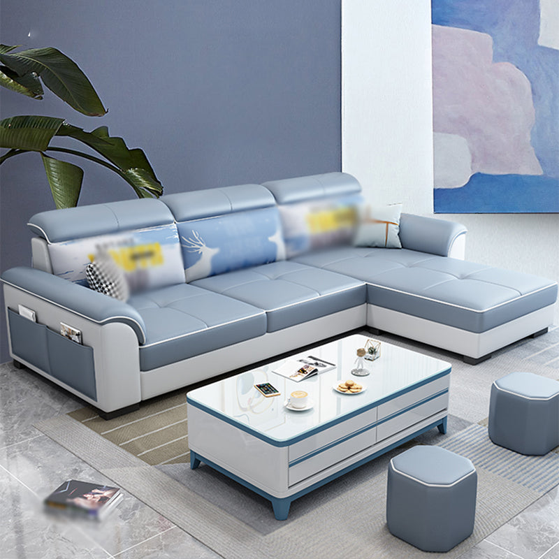 Flared Arms 3-seat Ottoman Included Sectionals Sofa with Storage Clearhalo 'furn' 'furn_sectionals' 'Furniture' 'furniture_sectionals' 'kitchen' 'kitchen_sectionals' 'Living Room Furniture' 'Sectionals' 4822251