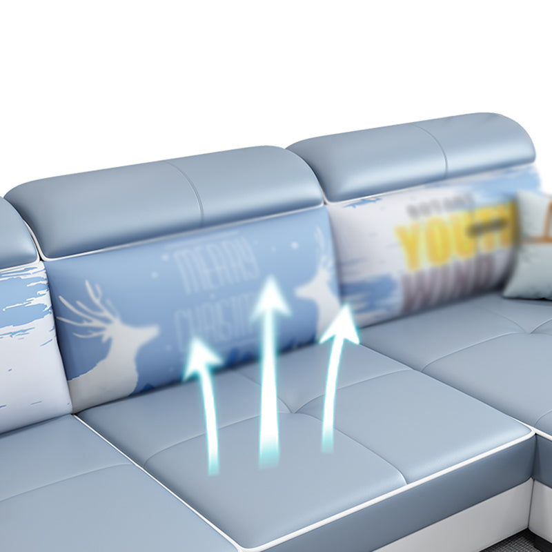 Flared Arms 3-seat Ottoman Included Sectionals Sofa with Storage Clearhalo 'furn' 'furn_sectionals' 'Furniture' 'furniture_sectionals' 'kitchen' 'kitchen_sectionals' 'Living Room Furniture' 'Sectionals' 4822257