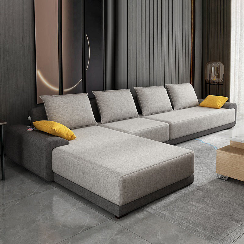 130x71x27.5 Modern Linen Sectional Pillow Top Arm Sectional for Living Room Gray Clearhalo 'furn' 'furn_sectionals' 'Furniture' 'furniture_sectionals' 'kitchen' 'kitchen_sectionals' 'Living Room Furniture' 'Sectionals' 4822261