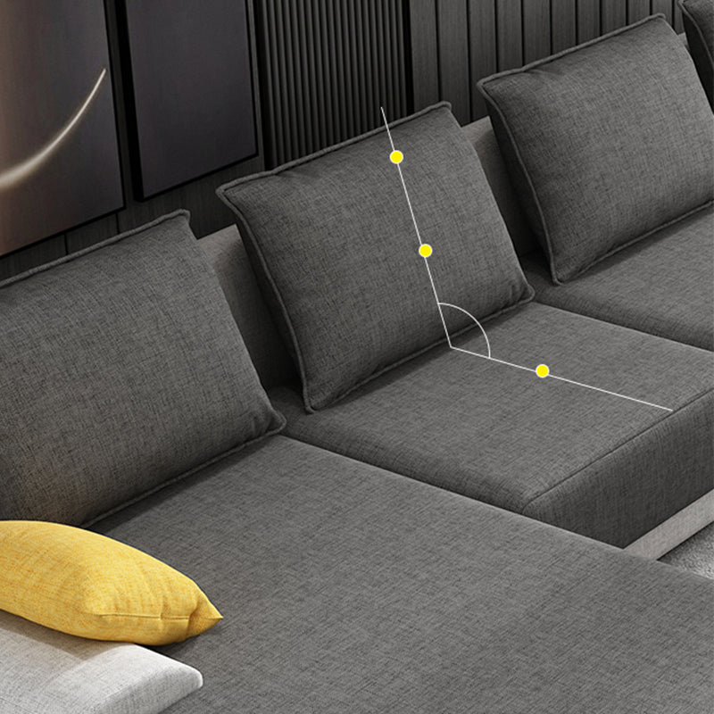 130x71x27.5 Modern Linen Sectional Pillow Top Arm Sectional for Living Room Clearhalo 'furn' 'furn_sectionals' 'Furniture' 'furniture_sectionals' 'kitchen' 'kitchen_sectionals' 'Living Room Furniture' 'Sectionals' 4822266