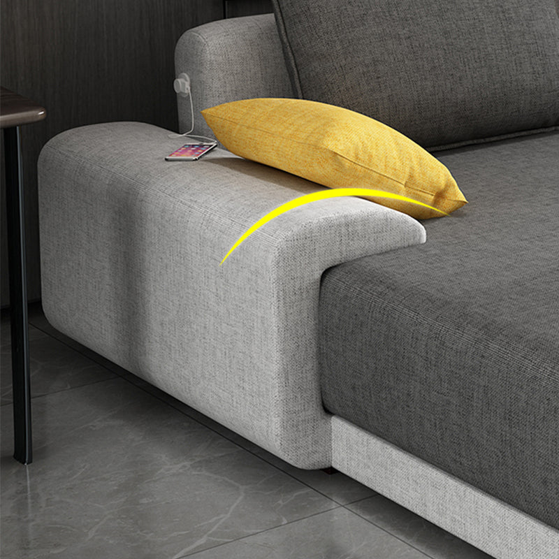 130x71x27.5 Modern Linen Sectional Pillow Top Arm Sectional for Living Room Clearhalo 'furn' 'furn_sectionals' 'Furniture' 'furniture_sectionals' 'kitchen' 'kitchen_sectionals' 'Living Room Furniture' 'Sectionals' 4822267