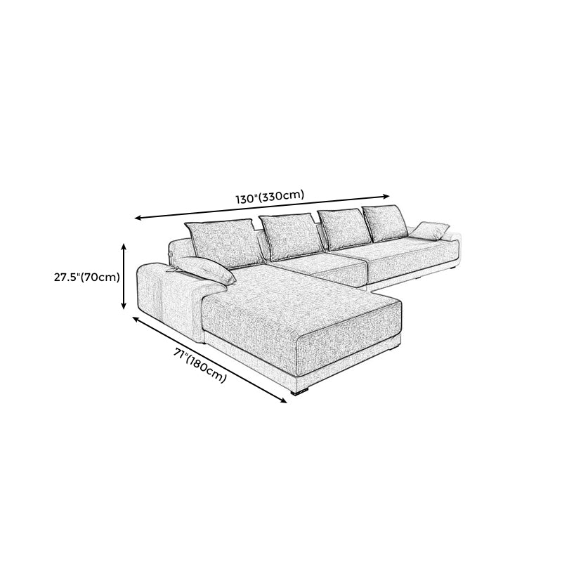 130x71x27.5 Modern Linen Sectional Pillow Top Arm Sectional for Living Room Clearhalo 'furn' 'furn_sectionals' 'Furniture' 'furniture_sectionals' 'kitchen' 'kitchen_sectionals' 'Living Room Furniture' 'Sectionals' 4822270