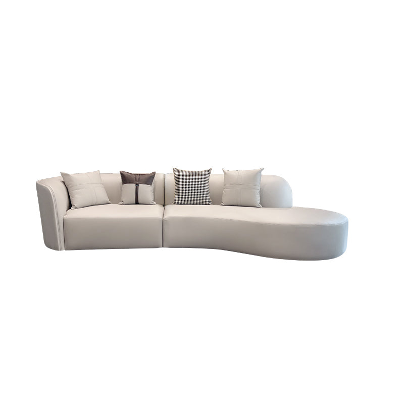 Stain-Resistant Modern Faux Leather Sofa/Sectional Pillowed Back Cushions 114"L x 57"W x 28"H Smoke Gray Clearhalo 'furn' 'furn_sectionals' 'Furniture' 'furniture_sectionals' 'kitchen' 'kitchen_sectionals' 'Living Room Furniture' 'Sectionals' 4822275