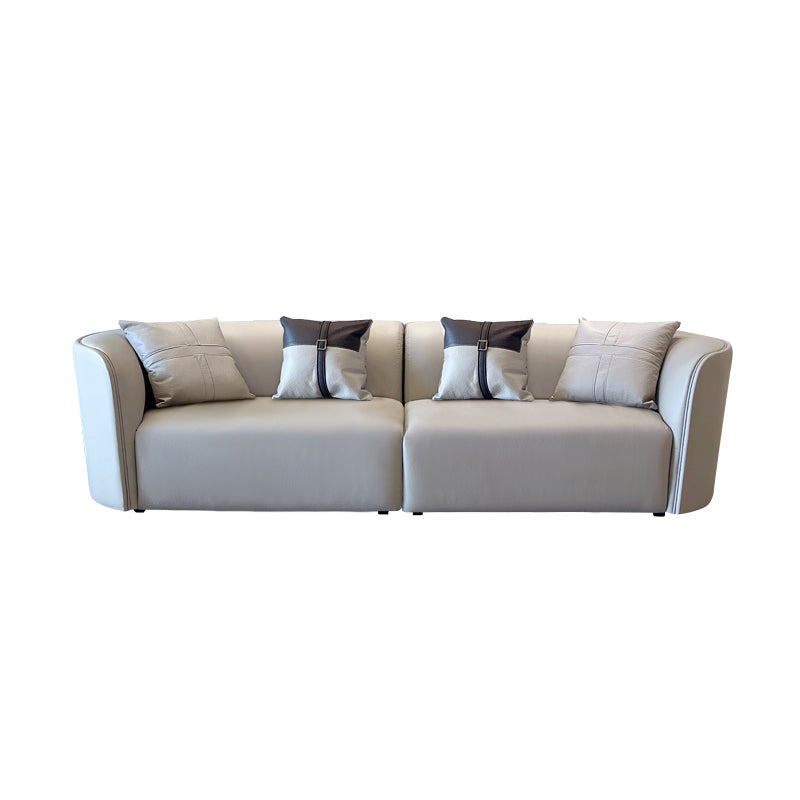 Stain-Resistant Modern Faux Leather Sofa/Sectional Pillowed Back Cushions 102"L x 37"W x 27.5"H Smoke Gray Clearhalo 'furn' 'furn_sectionals' 'Furniture' 'furniture_sectionals' 'kitchen' 'kitchen_sectionals' 'Living Room Furniture' 'Sectionals' 4822277