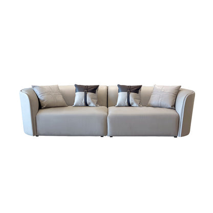Stain-Resistant Modern Faux Leather Sofa/Sectional Pillowed Back Cushions 102"L x 37"W x 27.5"H Smoke Gray Clearhalo 'furn' 'furn_sectionals' 'Furniture' 'furniture_sectionals' 'kitchen' 'kitchen_sectionals' 'Living Room Furniture' 'Sectionals' 4822277