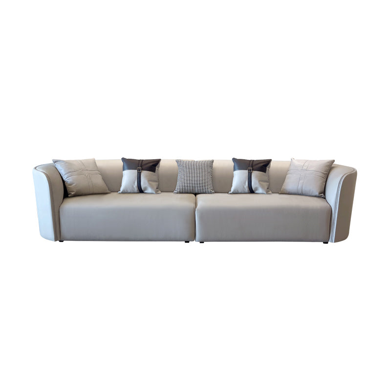 Stain-Resistant Modern Faux Leather Sofa/Sectional Pillowed Back Cushions 118"L x 37"W x 28"H Smoke Gray Clearhalo 'furn' 'furn_sectionals' 'Furniture' 'furniture_sectionals' 'kitchen' 'kitchen_sectionals' 'Living Room Furniture' 'Sectionals' 4822280