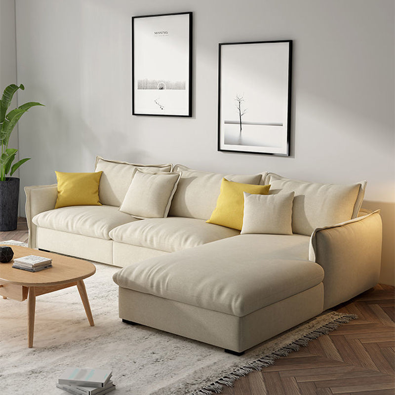 Contemporary Removable Cushions Sectionals 33.46"High Straight Arm Sofa,Beige 106"L x 67"W x 33.5"H Faux Leather Clearhalo 'furn' 'furn_sectionals' 'Furniture' 'furniture_sectionals' 'kitchen' 'kitchen_sectionals' 'Living Room Furniture' 'Sectionals' 4822290