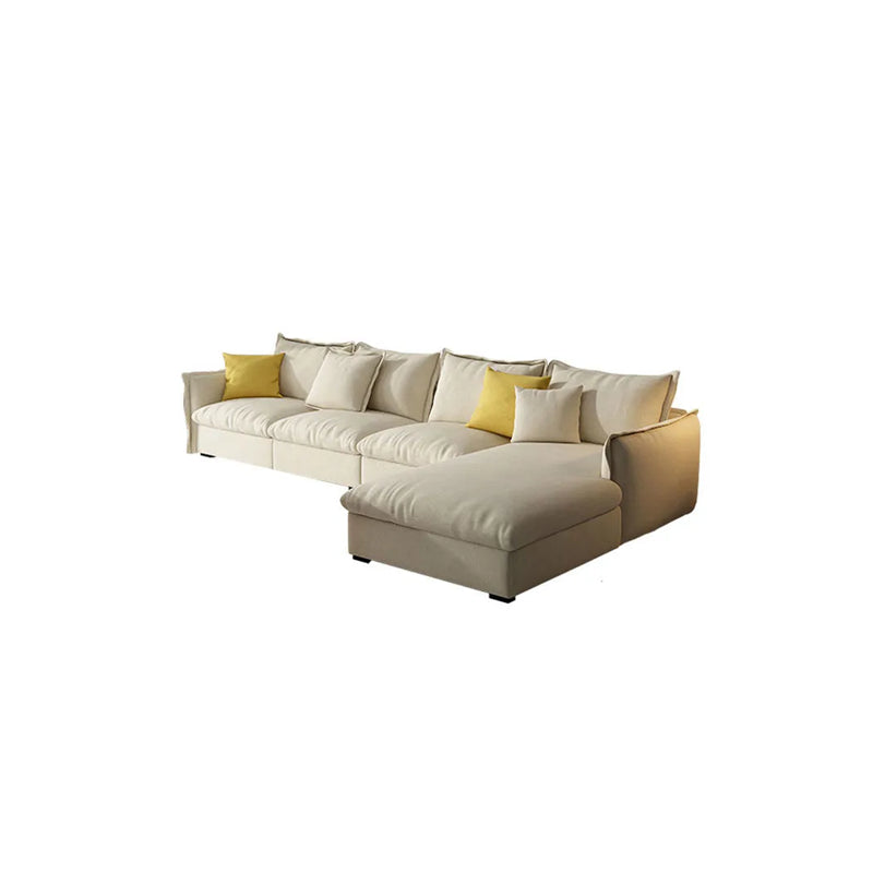 Contemporary Removable Cushions Sectionals 33.46"High Straight Arm Sofa,Beige Cotton Blend Clearhalo 'furn' 'furn_sectionals' 'Furniture' 'furniture_sectionals' 'kitchen' 'kitchen_sectionals' 'Living Room Furniture' 'Sectionals' 4822294