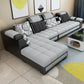 135.8x68.8x30.3 Modern Faux Leather Sectional Square Arm Sectional Gray-White Clearhalo 'furn' 'furn_sectionals' 'Furniture' 'furniture_sectionals' 'kitchen' 'kitchen_sectionals' 'Living Room Furniture' 'Sectionals' 4822307