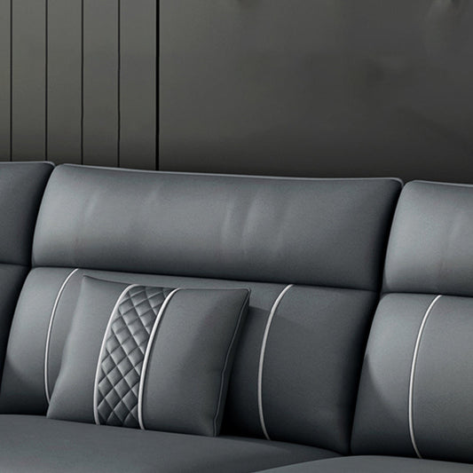 Contemporary Modular Sectional with Pillowed Back Cushions for Four People