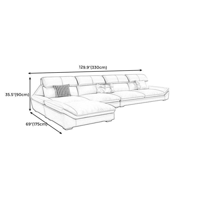 Grey Stain-Resistant Faux Leather Pillow Top Arm Sofa/Sectional for Living Room Clearhalo 'furn' 'furn_sectionals' 'Furniture' 'furniture_sectionals' 'kitchen' 'kitchen_sectionals' 'Living Room Furniture' 'Sectionals' 4822351