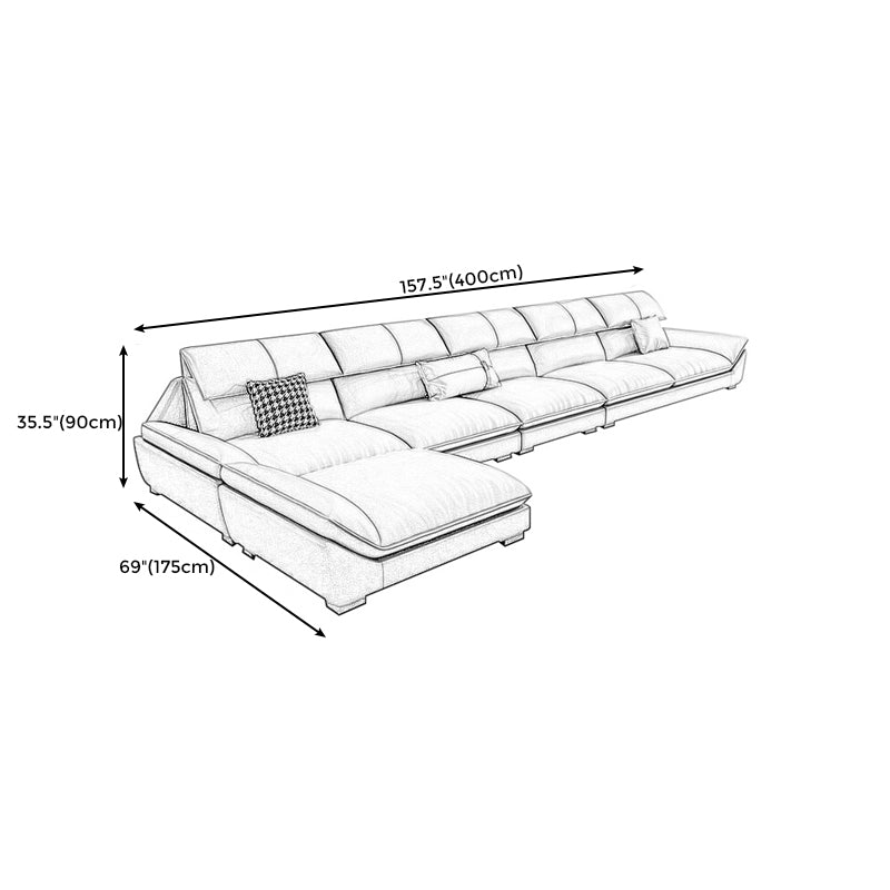 Grey Stain-Resistant Faux Leather Pillow Top Arm Sofa/Sectional for Living Room Clearhalo 'furn' 'furn_sectionals' 'Furniture' 'furniture_sectionals' 'kitchen' 'kitchen_sectionals' 'Living Room Furniture' 'Sectionals' 4822352