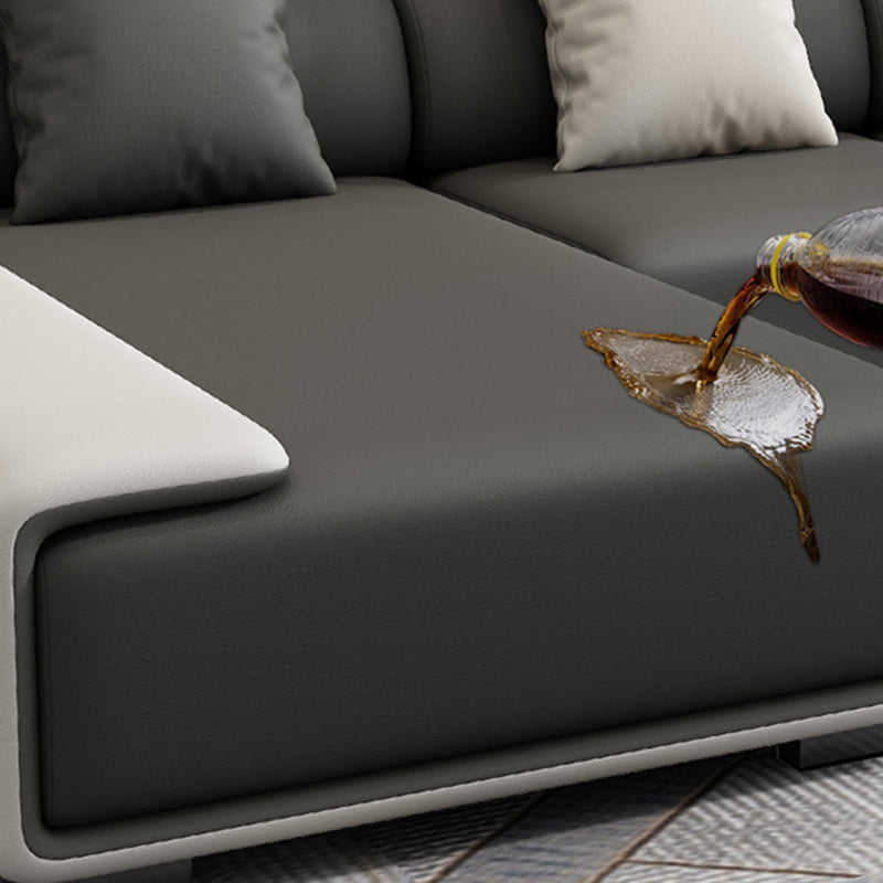 Contemporary Modular L-Shape Sectional with Pillowed Back Cushions Clearhalo 'furn' 'furn_sectionals' 'Furniture' 'furniture_sectionals' 'kitchen' 'kitchen_sectionals' 'Living Room Furniture' 'Sectionals' 4822362