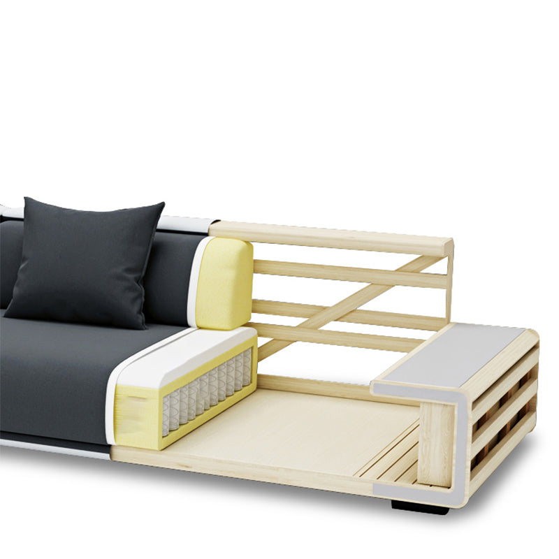 Contemporary Modular L-Shape Sectional with Pillowed Back Cushions Clearhalo 'furn' 'furn_sectionals' 'Furniture' 'furniture_sectionals' 'kitchen' 'kitchen_sectionals' 'Living Room Furniture' 'Sectionals' 4822363