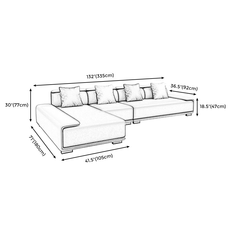 Contemporary Modular L-Shape Sectional with Pillowed Back Cushions Clearhalo 'furn' 'furn_sectionals' 'Furniture' 'furniture_sectionals' 'kitchen' 'kitchen_sectionals' 'Living Room Furniture' 'Sectionals' 4822366