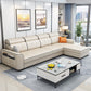 106.3"L x 57.09"W x 35.43"H Fabric Adjustable High Back Sectionals Sofa with Storage Khaki Faux Leather Clearhalo 'furn' 'furn_sectionals' 'Furniture' 'furniture_sectionals' 'kitchen' 'kitchen_sectionals' 'Living Room Furniture' 'Sectionals' 4822373