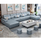 159.44" L x 70.86" W x 35.43" H Adjustable Faux Leather Pillow Top Arm Sectional Silver Gray Clearhalo 'furn' 'furn_sectionals' 'Furniture' 'furniture_sectionals' 'kitchen' 'kitchen_sectionals' 'Living Room Furniture' 'Sectionals' 4822392