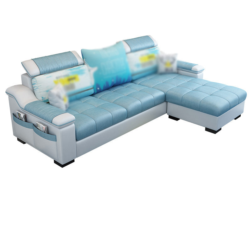 Square Arm Sectionals 106.3"D x 57"W x 35.43"H High Back Sofa with Storage Blue Clearhalo 'furn' 'furn_sectionals' 'Furniture' 'furniture_sectionals' 'kitchen' 'kitchen_sectionals' 'Living Room Furniture' 'Sectionals' 4822415