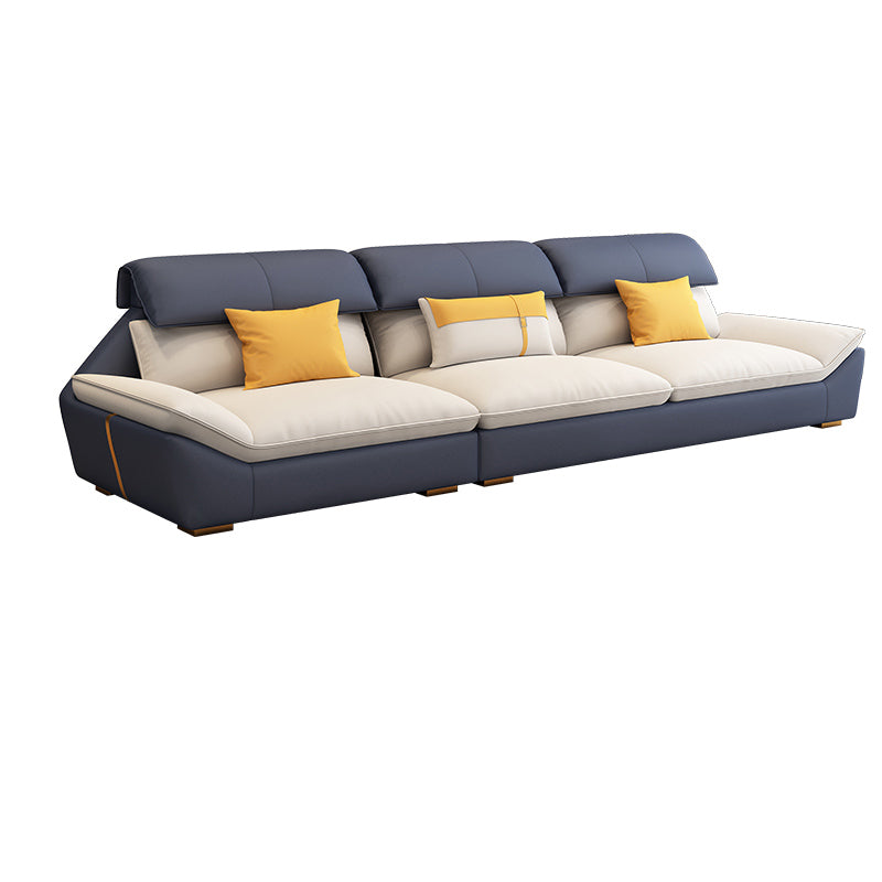 Faux Leather Contemporary Beige Sofa/Sectional for Living Room 102"L x 35.5"W x 35.5"H Latex Clearhalo 'furn' 'furn_sectionals' 'Furniture' 'furniture_sectionals' 'kitchen' 'kitchen_sectionals' 'Living Room Furniture' 'Sectionals' 4822432