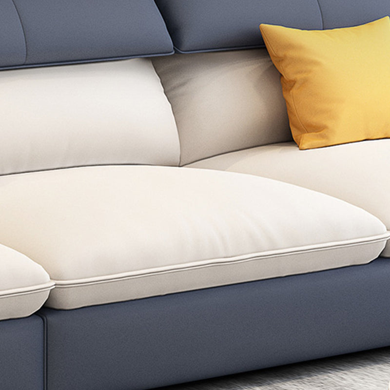 Faux Leather Contemporary Beige Sofa/Sectional for Living Room Clearhalo 'furn' 'furn_sectionals' 'Furniture' 'furniture_sectionals' 'kitchen' 'kitchen_sectionals' 'Living Room Furniture' 'Sectionals' 4822436