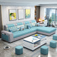 Contemporary Right Hand Facing Sectional with Round Arm and Storage Sky Blue Linen Blend Clearhalo 'furn' 'furn_sectionals' 'Furniture' 'furniture_sectionals' 'kitchen' 'kitchen_sectionals' 'Living Room Furniture' 'Sectionals' 4822444