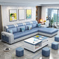 Contemporary Right Hand Facing Sectional with Round Arm and Storage Light Blue Faux Leather Clearhalo 'furn' 'furn_sectionals' 'Furniture' 'furniture_sectionals' 'kitchen' 'kitchen_sectionals' 'Living Room Furniture' 'Sectionals' 4822461