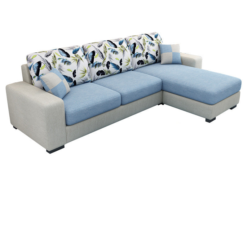 Square Arm 3-Seater Pillowed Back Cushions Sectionals with Chaise Clearhalo 'Furniture' 'furniture_sectionals' 'kitchen' 'kitchen_sectionals' 'Living Room Furniture' 'Sectionals' 4822470