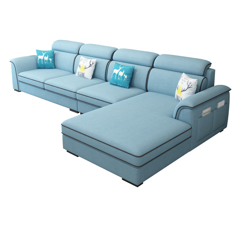Contemporary L-Shape Sectional with Storage and USB for Apartment Clearhalo 'furn' 'furn_sectionals' 'Furniture' 'furniture_sectionals' 'kitchen' 'kitchen_sectionals' 'Living Room Furniture' 'Sectionals' 4822487