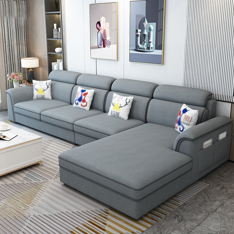Contemporary L-Shape Sectional with Storage and USB for Apartment Dark Gray Linen Blend Clearhalo 'furn' 'furn_sectionals' 'Furniture' 'furniture_sectionals' 'kitchen' 'kitchen_sectionals' 'Living Room Furniture' 'Sectionals' 4822488