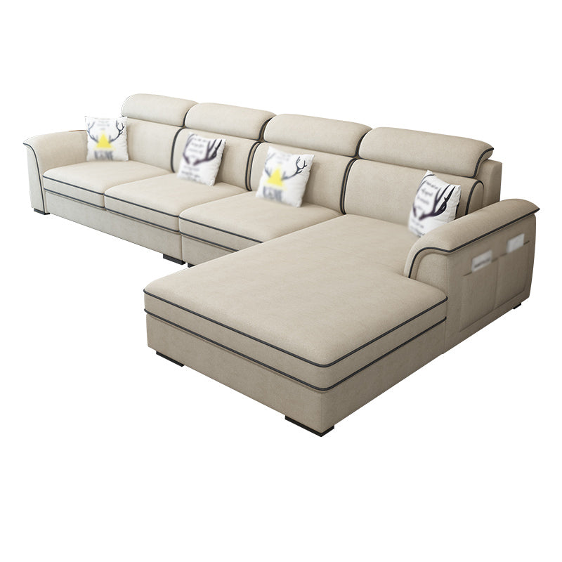 Contemporary L-Shape Sectional with Storage and USB for Apartment Clearhalo 'furn' 'furn_sectionals' 'Furniture' 'furniture_sectionals' 'kitchen' 'kitchen_sectionals' 'Living Room Furniture' 'Sectionals' 4822493
