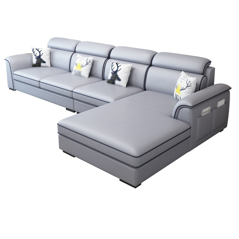 Contemporary L-Shape Sectional with Storage and USB for Apartment Clearhalo 'furn' 'furn_sectionals' 'Furniture' 'furniture_sectionals' 'kitchen' 'kitchen_sectionals' 'Living Room Furniture' 'Sectionals' 4822499