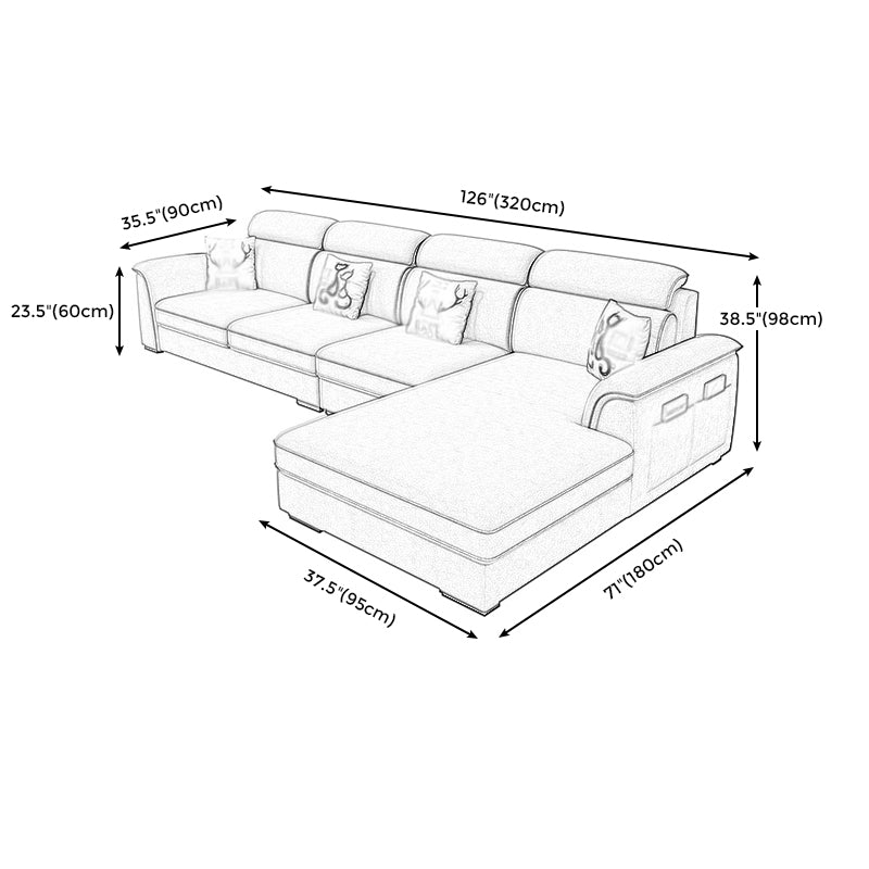 Contemporary L-Shape Sectional with Storage and USB for Apartment Clearhalo 'furn' 'furn_sectionals' 'Furniture' 'furniture_sectionals' 'kitchen' 'kitchen_sectionals' 'Living Room Furniture' 'Sectionals' 4822500
